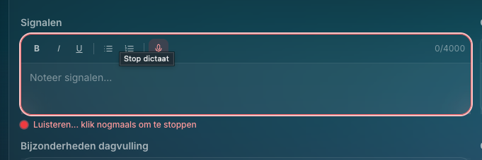 Speak-to-text rapporteren in Dossier360