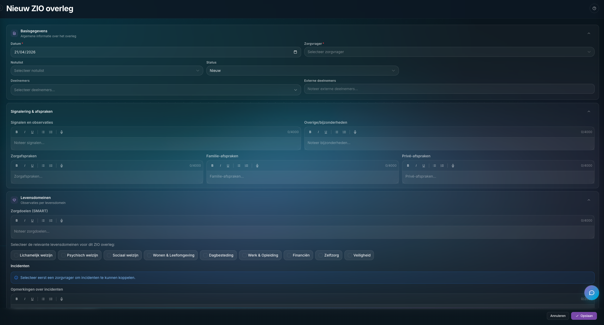 Zorg Inhoudelijk Overleg (ZIO) screenshot