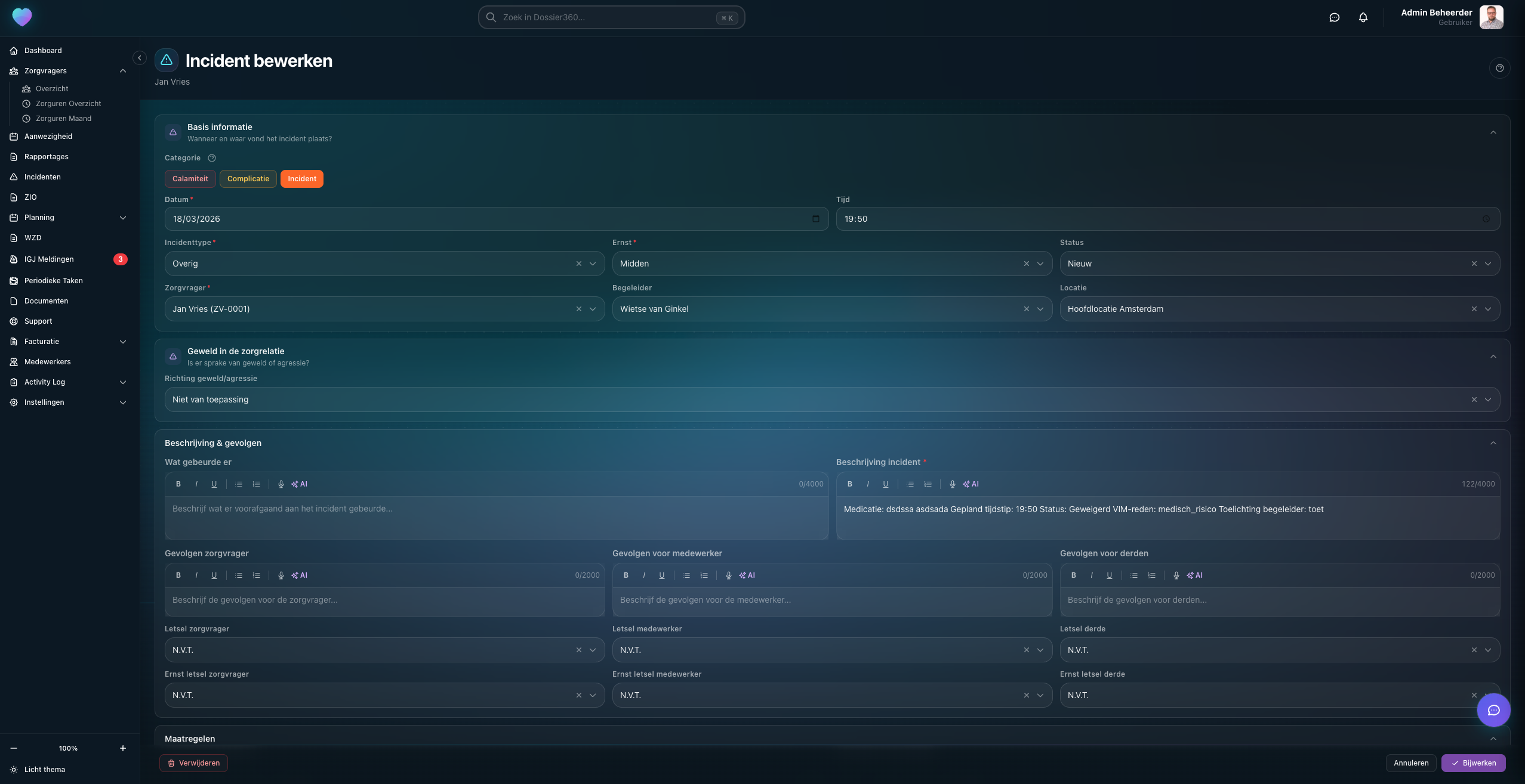 Incidenten registratie
